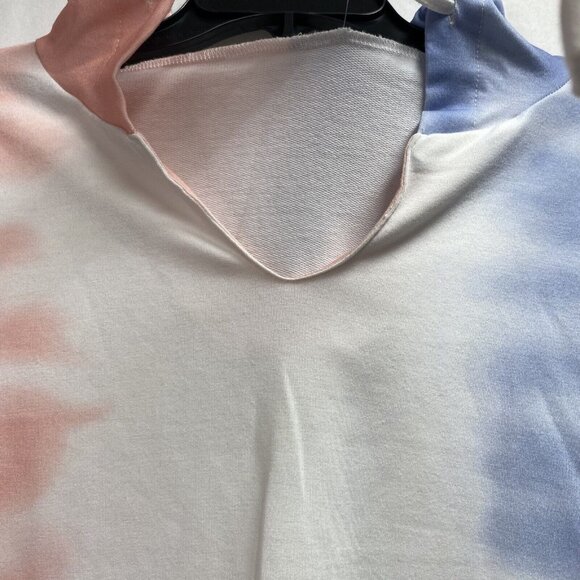 Minipeach Tie Dye Hoodie T-Shirt Women Small V-neck Long Sleeve Top - Picture 15 of 16